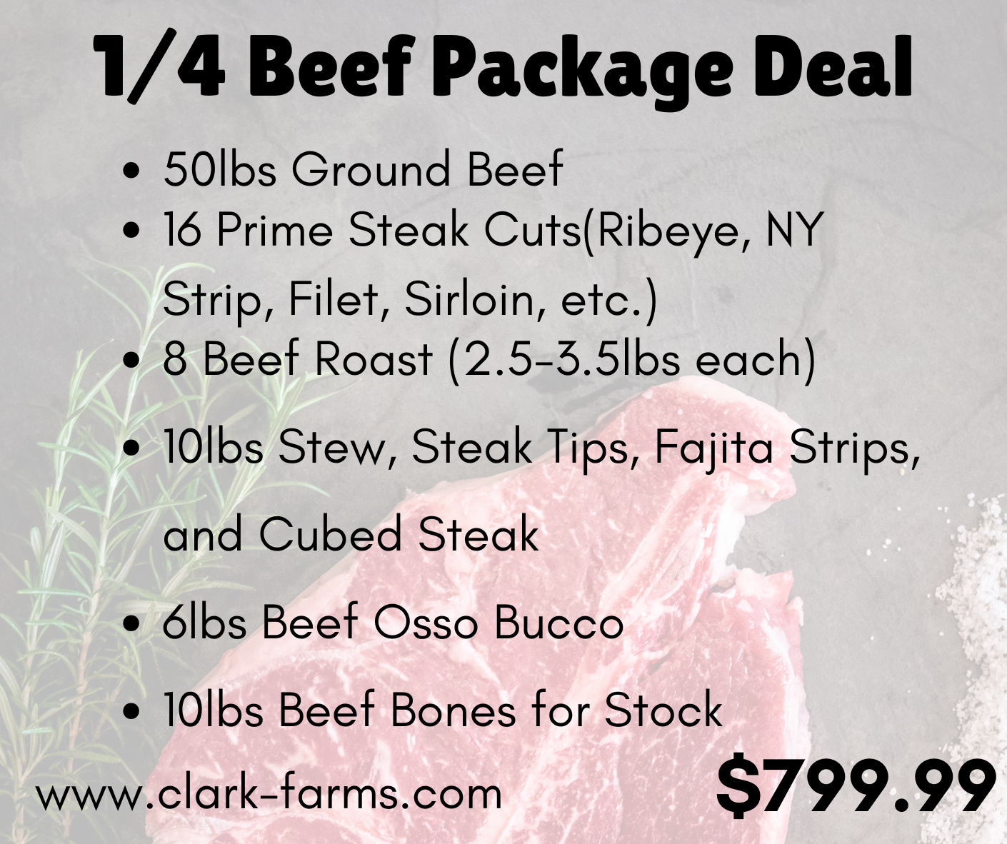 1/4 Beef Package